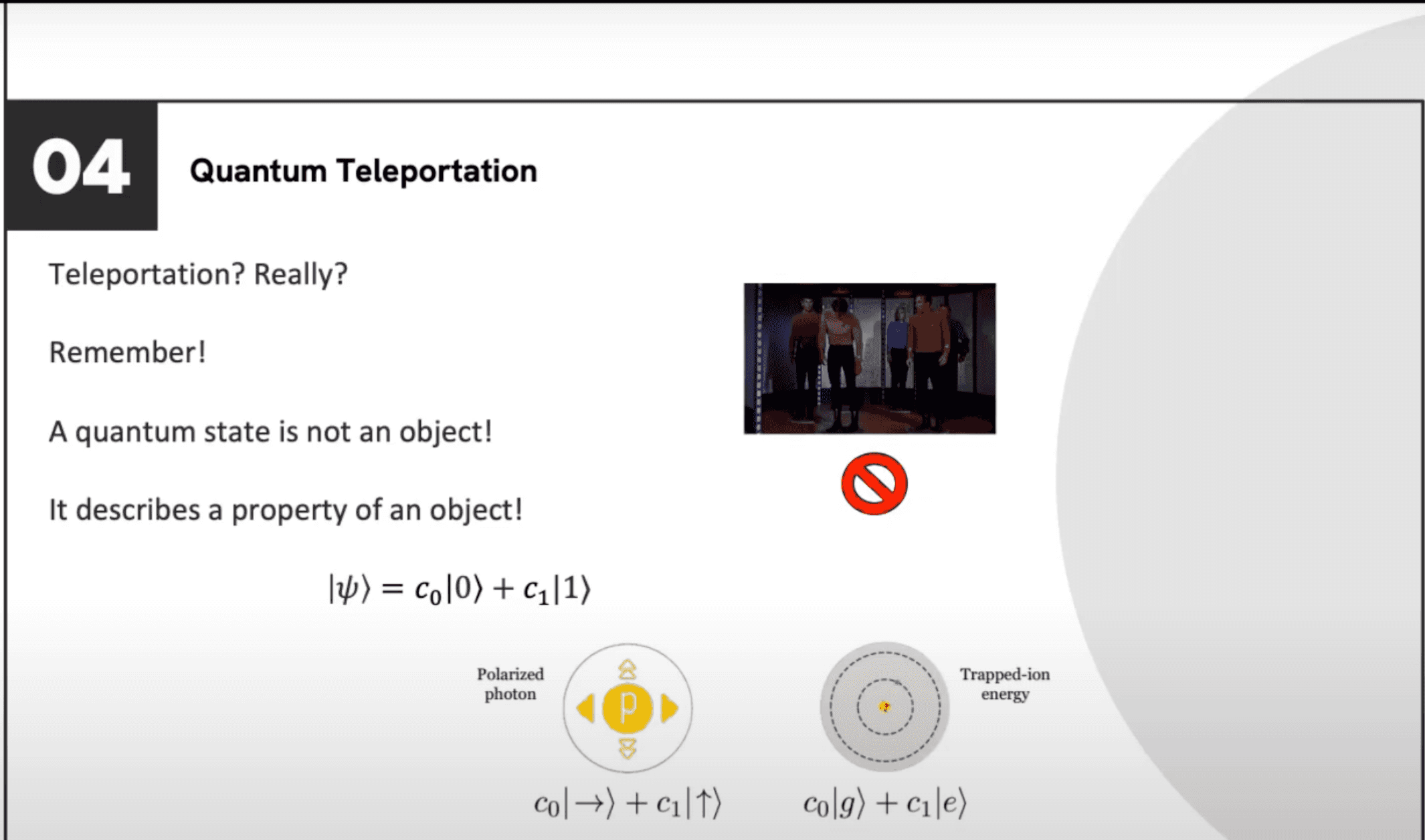 Lecture slide on quantum teleportation from a GSYP research mentorship lecture